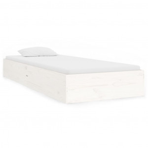 Estructura de cama individual madera maciza blanca 90x190 cm H