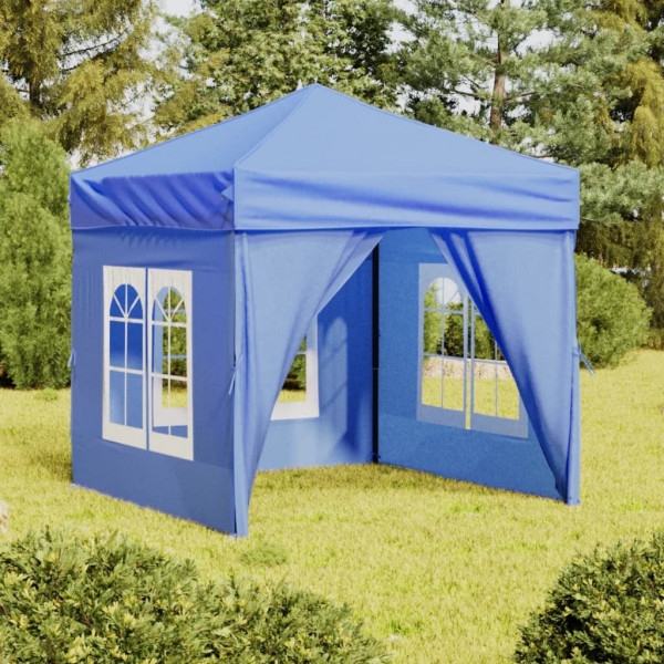 Carpa para fiestas plegable con paredes laterales azul 2x2 m D