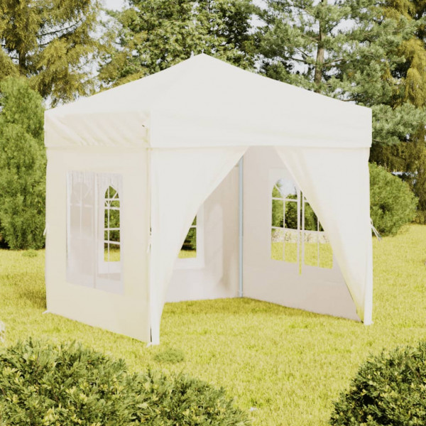 Carpa para fiestas plegable con paredes laterales crema 2x2 m D