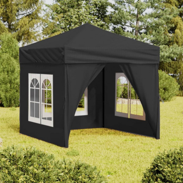 Carpa de fiesta plegable con paredes laterales antracita 2x2 m D