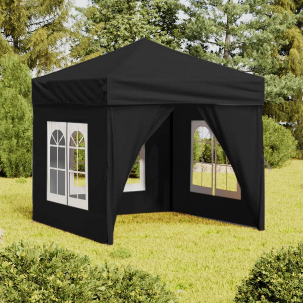Carpa para fiestas plegable con paredes laterales negro 2x2 m D