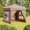 Carpa de fiesta plegable con paredes laterales gris taupe 2x2 m 1
