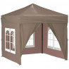 Carpa de fiesta plegable con paredes laterales gris taupe 2x2 m 2