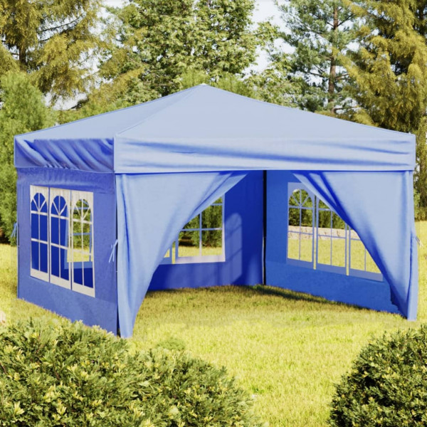 Carpa para fiestas plegable con paredes laterales azul 3x3 m D