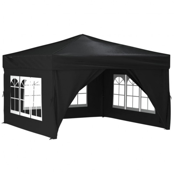 Carpa para fiestas plegable con paredes laterales negro 3x3 m M 3