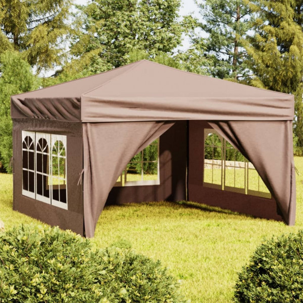 Carpa de fiesta plegable con paredes laterales gris taupe 3x3 m D