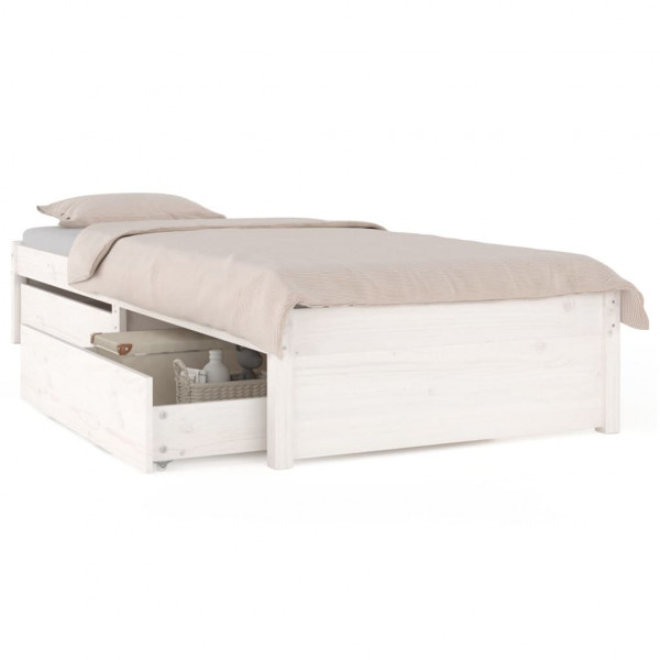 Estrutura cama de solteiro pequena c/ gavetas 75x190 cm branco M 2