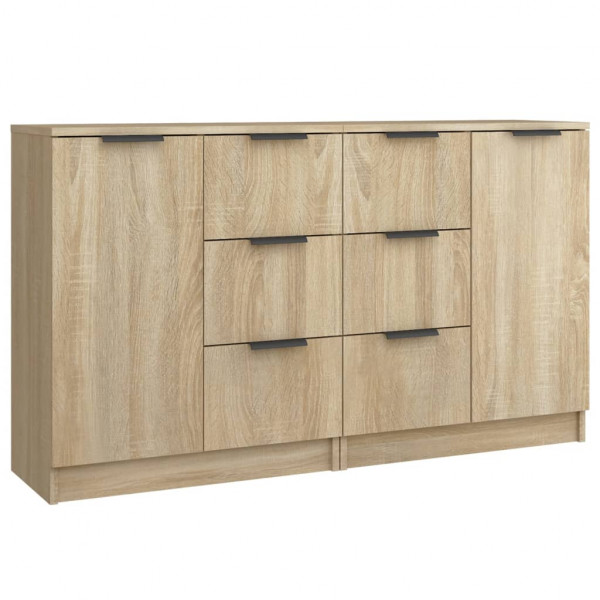 Aparadores 2 uds madera contrachapada roble Sonoma 60x30x70 cm M 2
