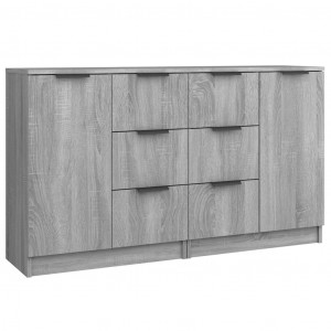 Aparadores 2 uds madera contrachapada gris Sonoma 60x30x70 cm H