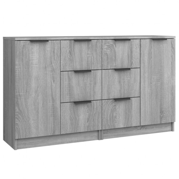 Aparadores 2 uds madera contrachapada gris Sonoma 60x30x70 cm M 2