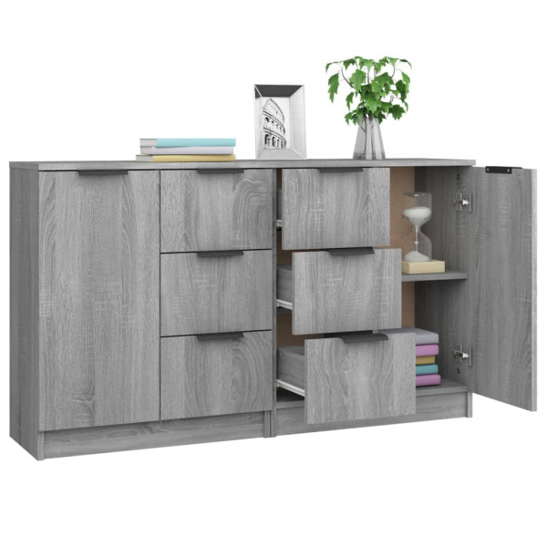 Aparadores 2 uds madera contrachapada gris Sonoma 60x30x70 cm M 4