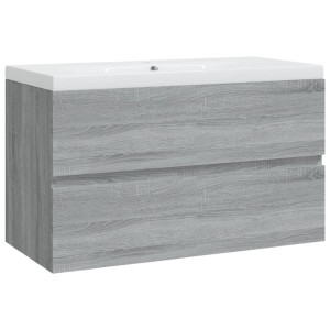Mueble de baño con lavabo madera contrachapada gris Sonoma H