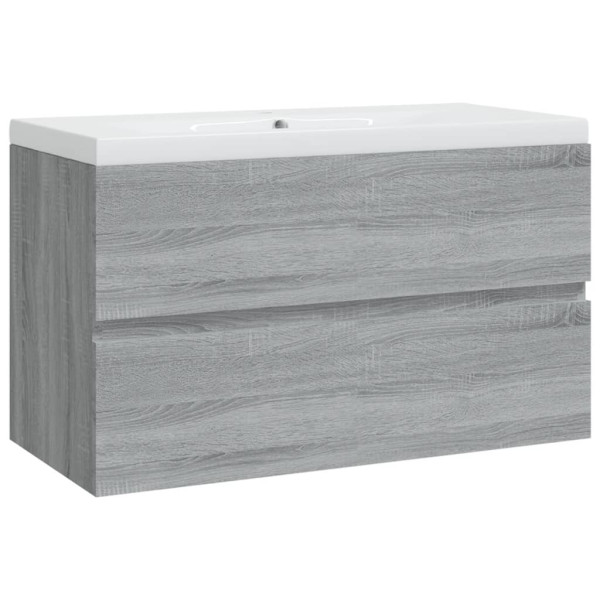 Mueble de baño con lavabo madera contrachapada gris Sonoma M 2