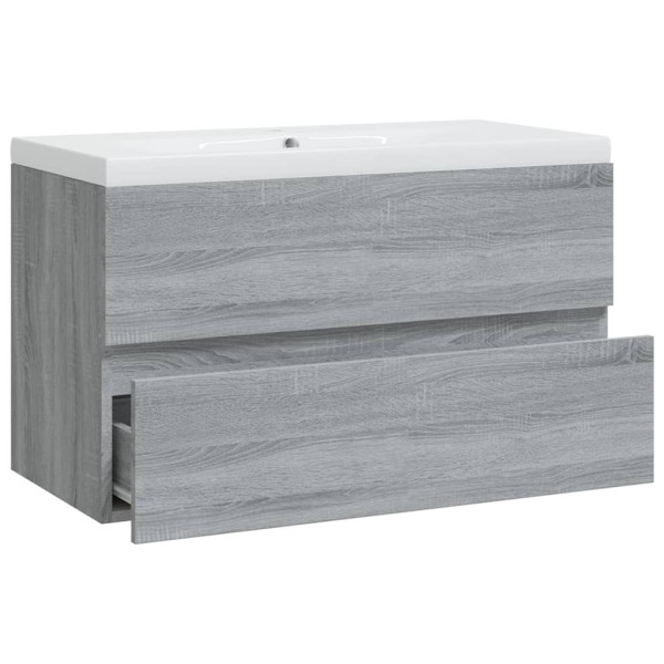 Mueble de baño con lavabo madera contrachapada gris Sonoma M 5