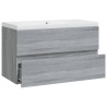 Mueble de baño con lavabo madera contrachapada gris Sonoma 5