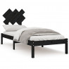Estructura de cama individual de madera maciza negro 75x190 cm 2
