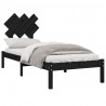 Estructura de cama individual de madera maciza negro 75x190 cm 3
