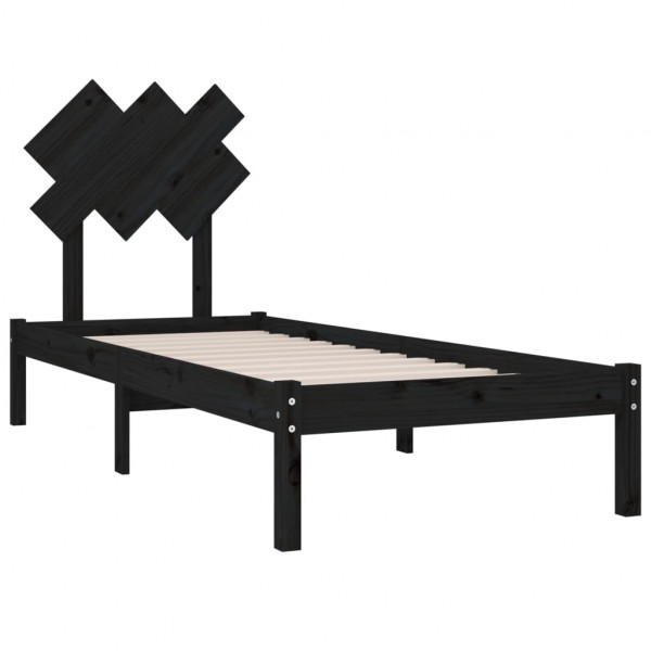 Estrutura cama pequena solteiro 75x190 cm madeira maciça preto M 4