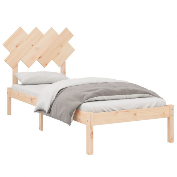 Estructura de cama individual pequeña madera maciza 90x190 cm M 3