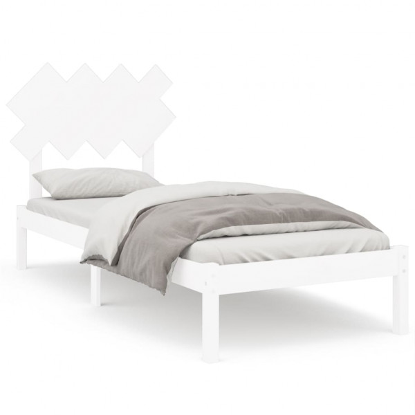 Estructura de cama individual madera maciza blanco 90x190 cm M 2