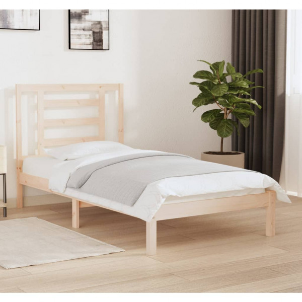 Estructura de cama madera maciza de pino individual 90x190 cm D
