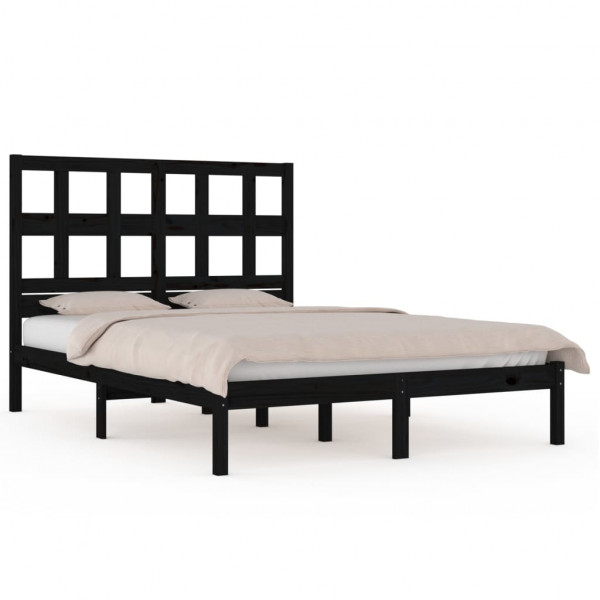 Estructura de cama de madera maciza de pino negro 200x200 cm M 2