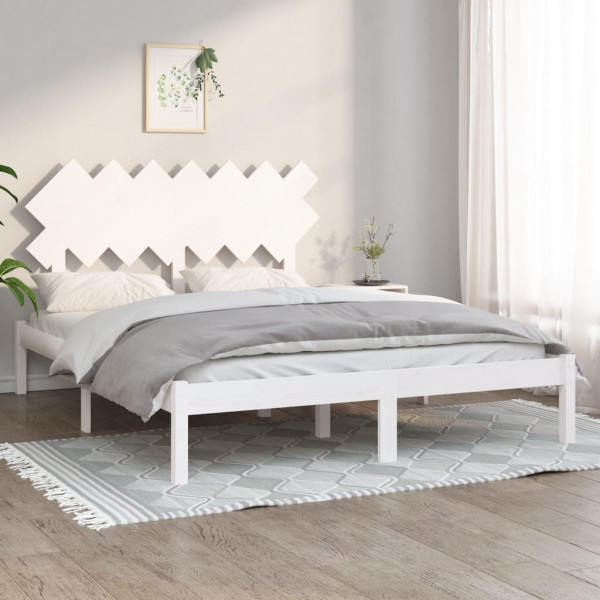 Estructura de cama madera maciza king size blanca 150x200 cm D