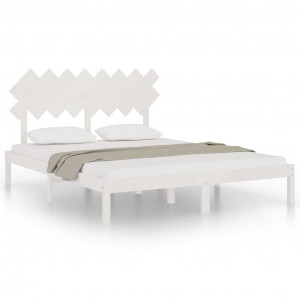 Estructura de cama de madera maciza de pino blanca 160x200 cm H
