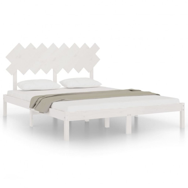 Estructura de cama de madera maciza de pino blanca 160x200 cm M 2