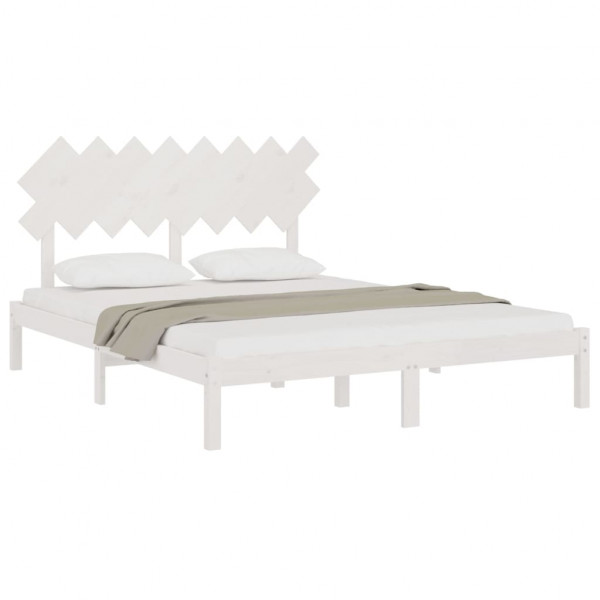 Estructura de cama de madera maciza de pino blanca 160x200 cm M 3