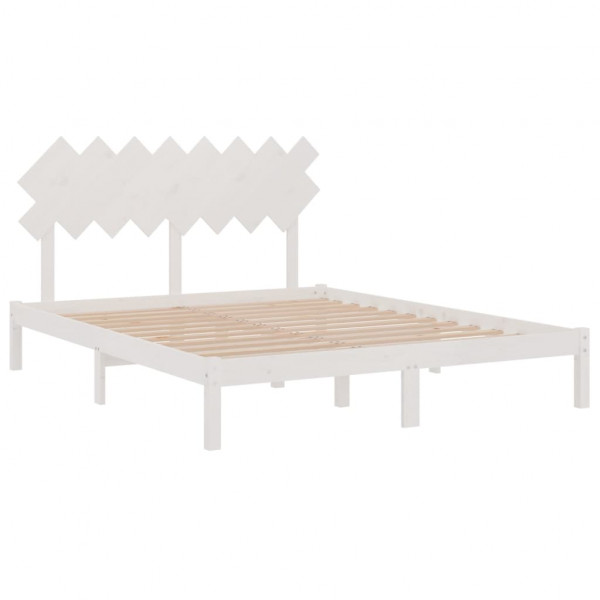 Estructura de cama de madera maciza de pino blanca 160x200 cm M 4