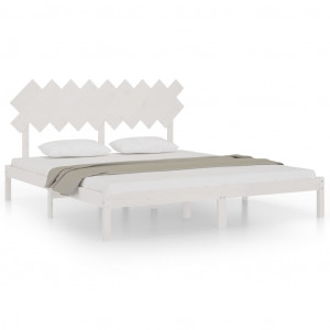 Estructura de cama madera maciza blanca Super King 180x200 cm H