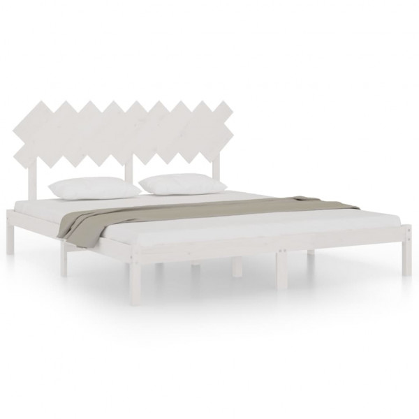 Estructura de cama madera maciza blanca Super King 180x200 cm M 2