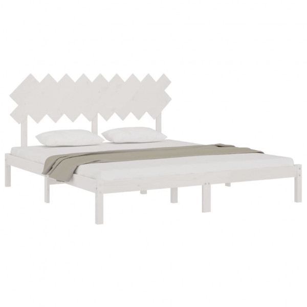 Estrutura de cama super king 180x200 cm madeira maciça branco M 3