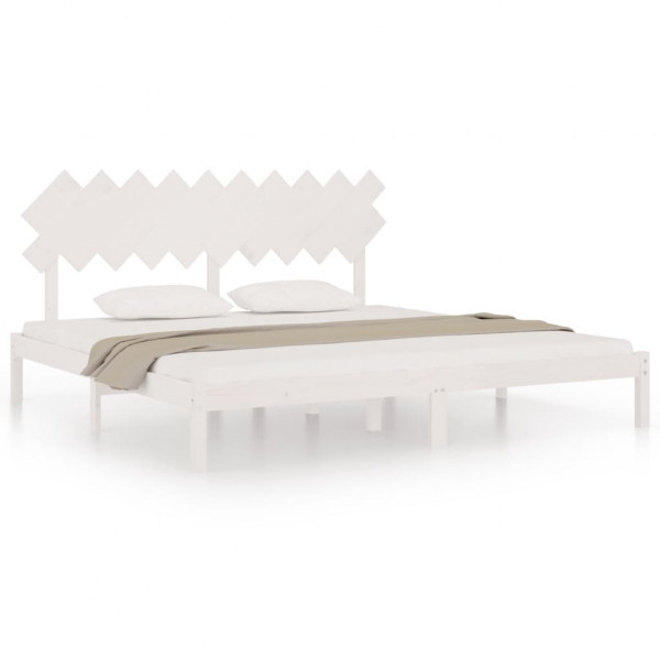 Estrutura de cama 200x200 cm branco madeira maciça M 2
