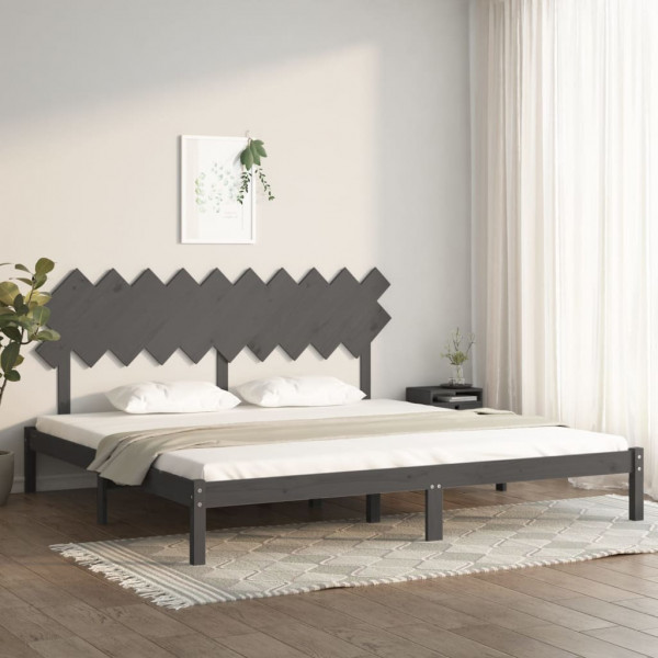 Estructura de cama de madera maciza de pino gris 200x200 cm D
