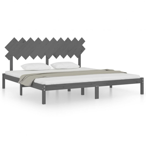 Estructura de cama de madera maciza de pino gris 200x200 cm M 2