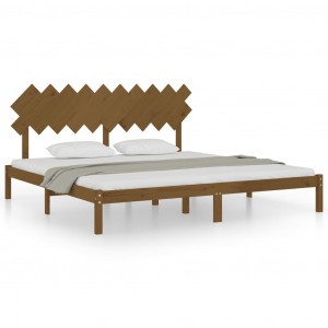 Estructura de cama madera maciza de pino marrón miel 200x200 cm H