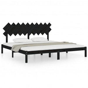 Estrutura de cama 200x200 cm preto madeira maciça H