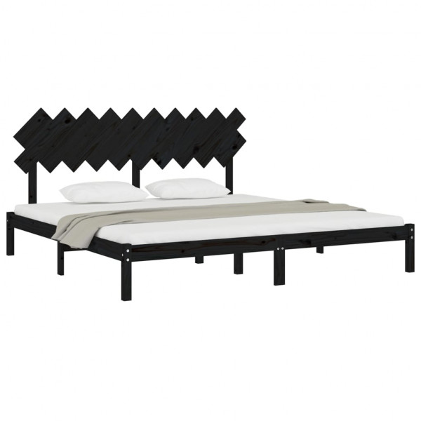 Estrutura de cama 200x200 cm preto madeira maciça M 3