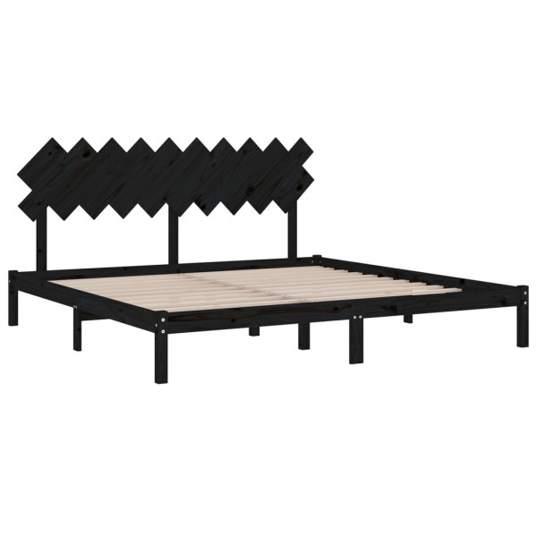 Estructura de cama de madera maciza de pino negra 200x200 cm M 4