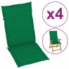 Cojín silla de jardín respaldo alto 4 uds tela verde 120x50x3cm 1