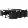 Set de comedor jardín 9 pzas con cojines ratán sintético negro 3