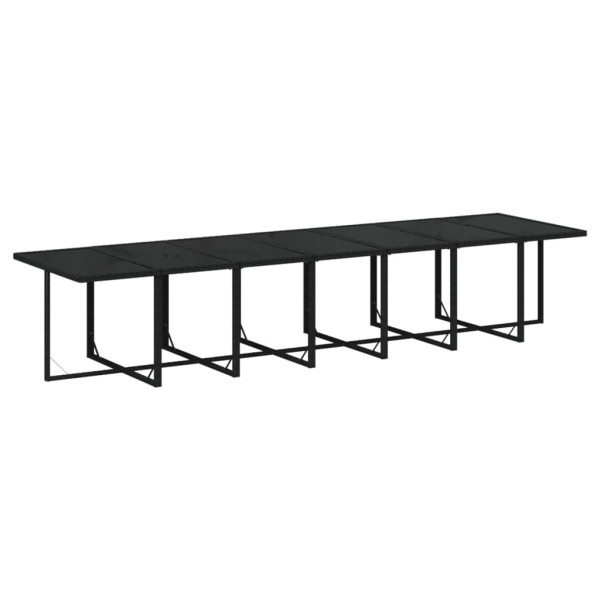 Set comedor de jardín 15 pzas con cojines ratán sintético negro M 3