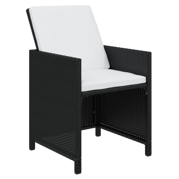 15 pcs conjunto jantar p/ jardim c/ almofadões vime PE preto M 5