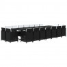 Set comedor de jardín 19 pzas con cojines ratán sintético negro 3