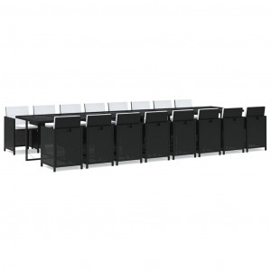 Set de comedor jardín 17 pzas con cojines ratán sintético negro H