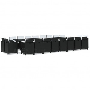 Set de comedor jardín 21 pzas con cojines ratán sintético negro H