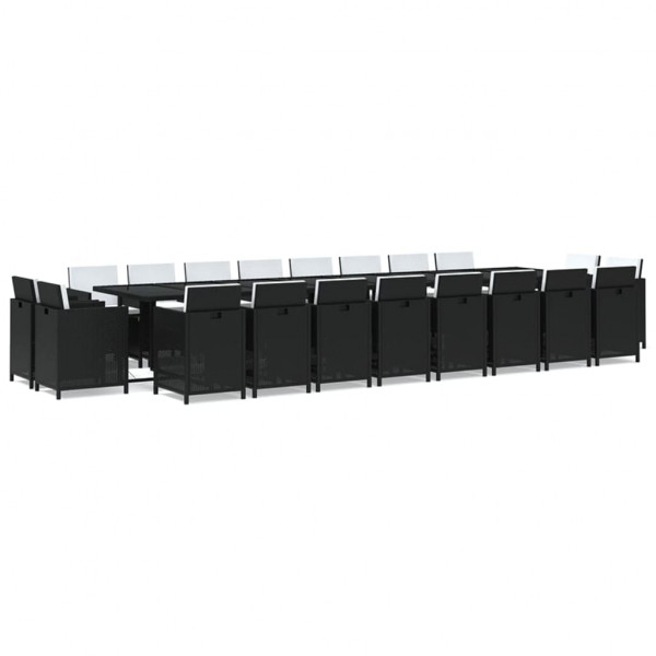 Set de comedor jardín 21 pzas con cojines ratán sintético negro M 2