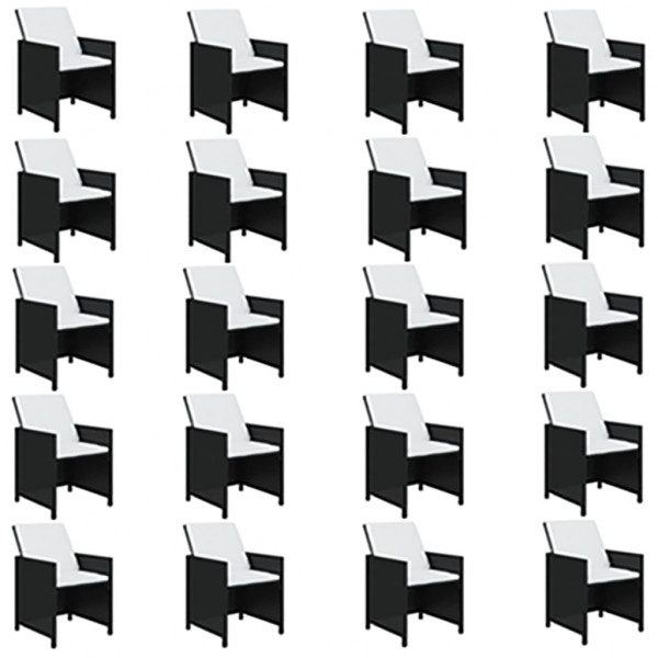 21 pcs conjunto jantar p/ jardim c/ almofadões vime PE preto M 4